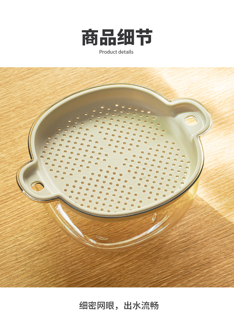 Nachuan Light Luxury covered draining basket kitchen household sink, fruit and vegetable filtering basket, fruit washing PP storage box pic 18