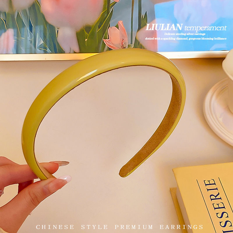 Yellow sweet high top hairband for women, 2025 new spring and summer style, high-end and versatile wide edge pressed hair clip headwear pic 20