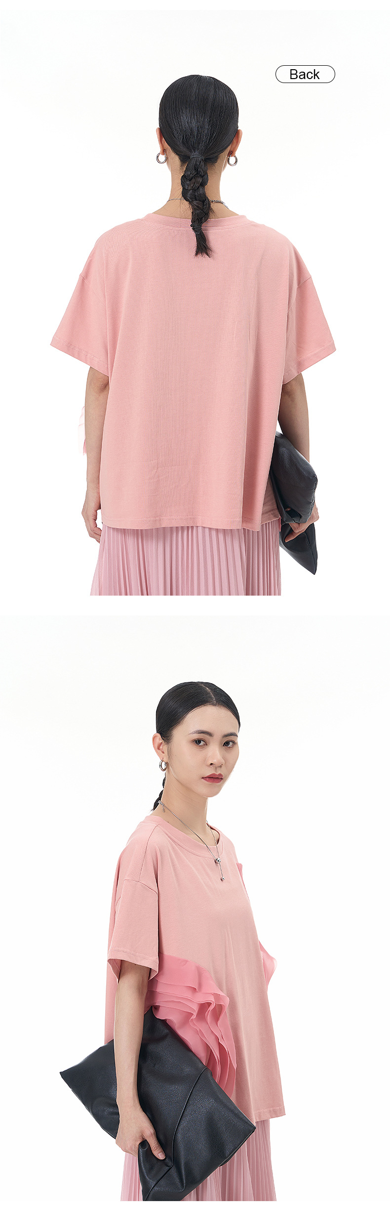 大码女装2025夏新宽松纱网拼接纯棉短袖T恤气质韩版显瘦上衣68852详情4