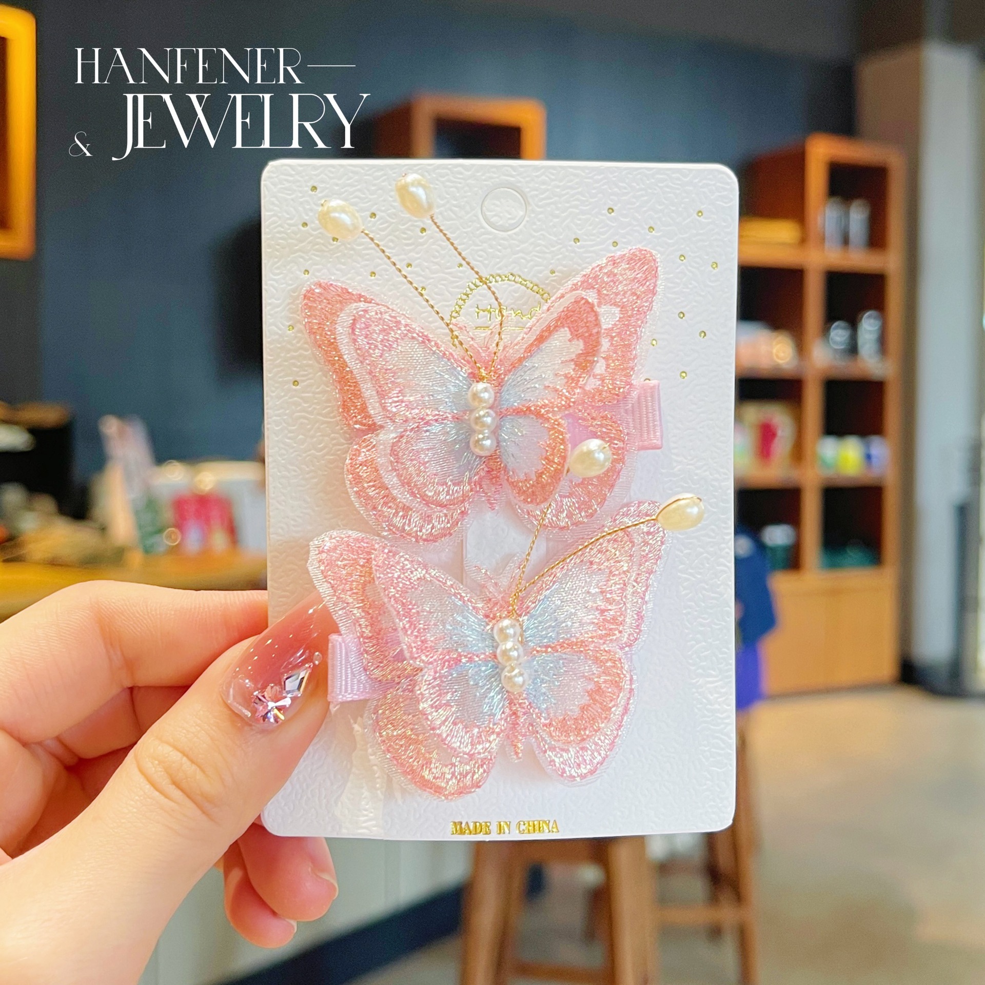 儿童发夹 国潮系列蝴蝶发夹2023新款手工春夏碎发卡刘海夹宝宝超仙发夹详情12