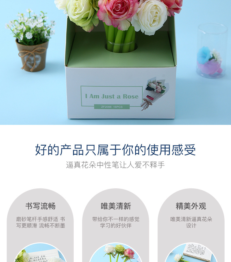Factory direct sales of Zhongfan ZF2088 rose soft rubber gel Pen 0.5mm student stationery creative shaped pen pic 2