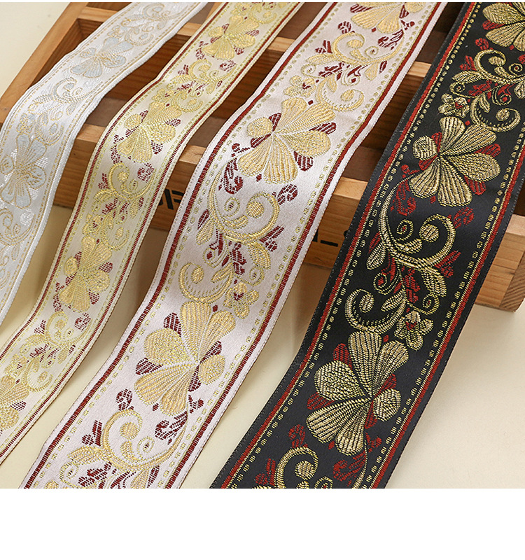 Retro ethnic style webbing 5cm, ancient costume clothing accessories, Hanfu cuffs and waist decorations, artistic light-colored DIY accessories wholesale pic 4
