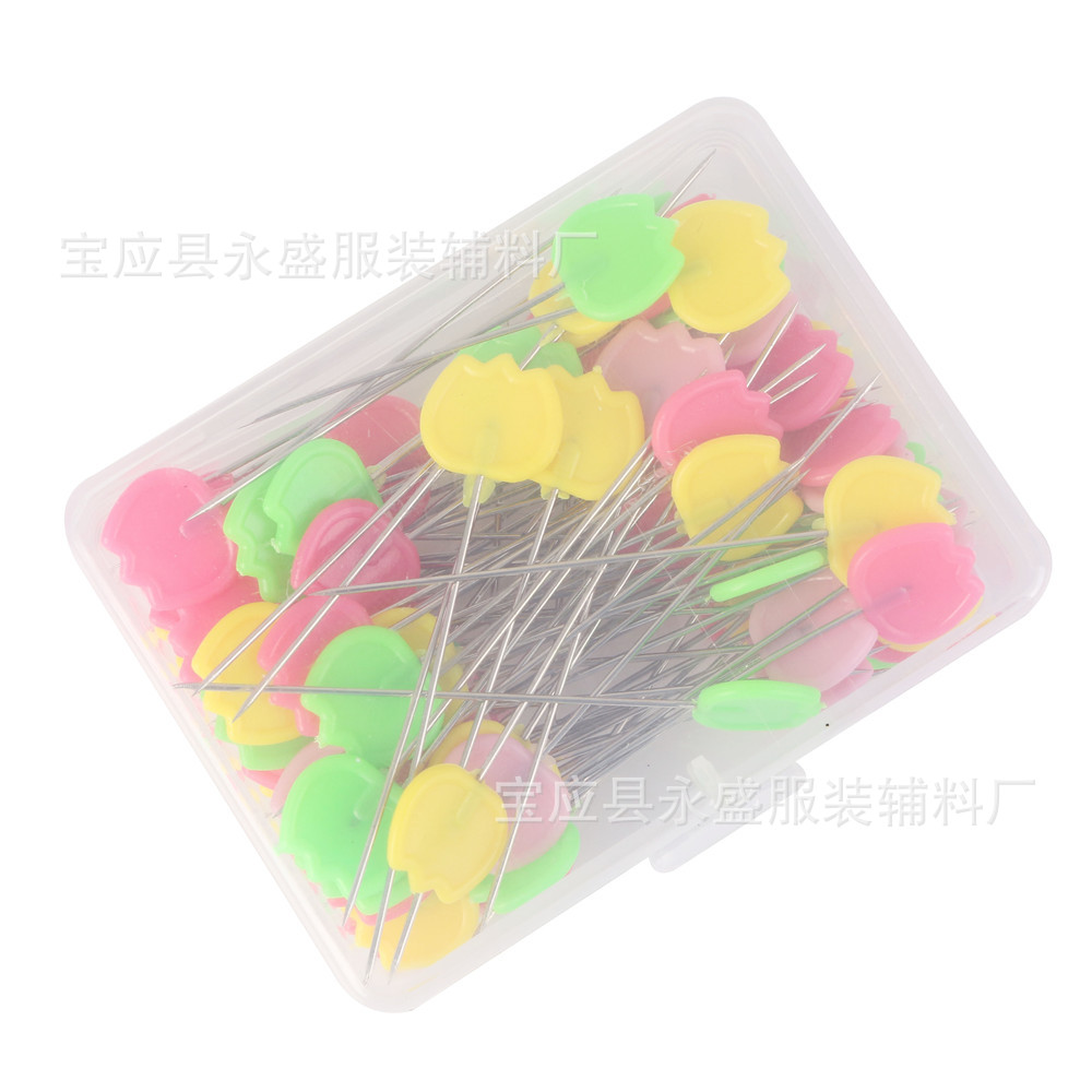 工厂供应彩色小鸟针郁金香形大头针手工装饰塑料定位裁剪针批发详情4