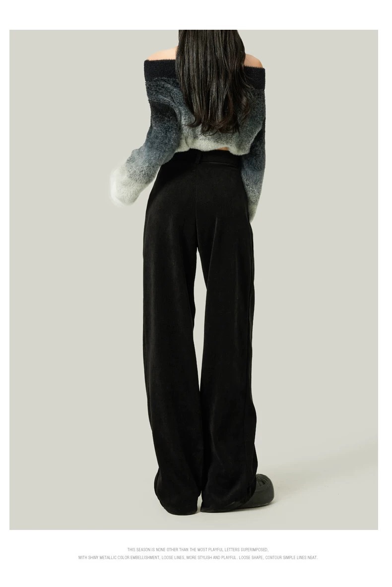 【高品质】欧棉绒阔腿裤秋冬新款加厚女高腰宽松爆款雪尼尔休闲裤详情24