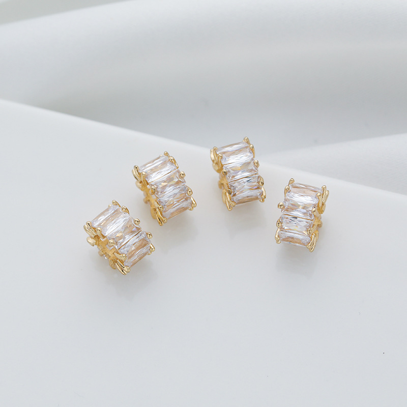 14K包金保色桶珠大孔隔珠镶嵌梯方锆石diy手工项链手链饰品配件详情3