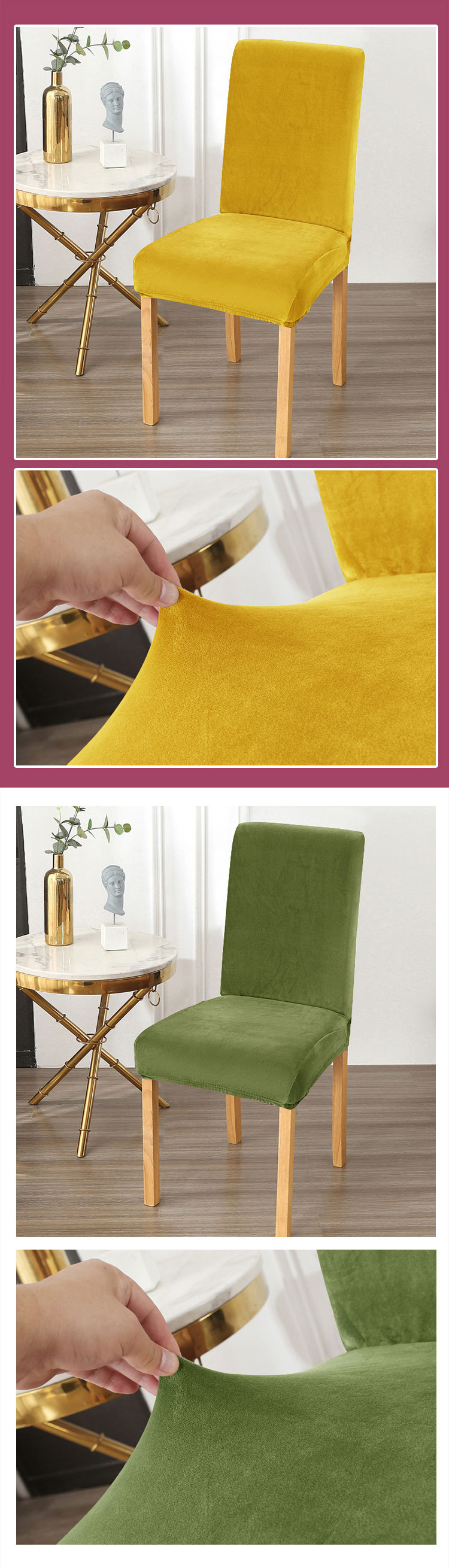 Cross-border thickened super soft chair cover, fully wrapped elastic plush hotel home dining chair cover, solid color simple stool cover pic 16