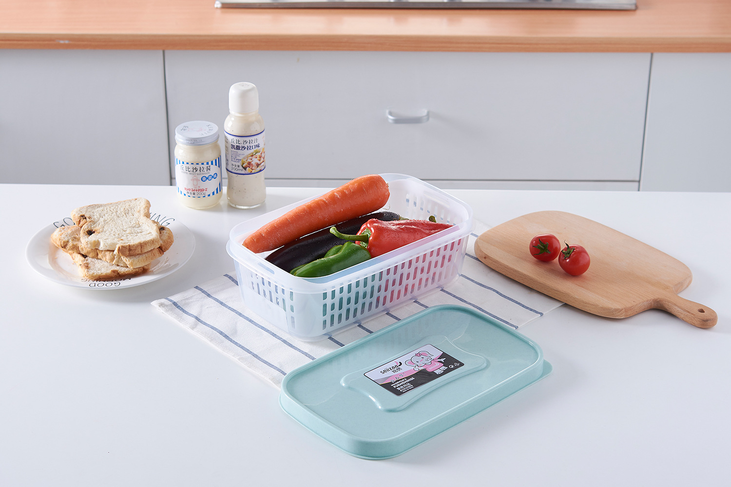 Seafood, vegetables and fruits draining box, rectangular refrigerator refrigeration box, food-grade plastic preservation box, refrigerator freezing box pic 9