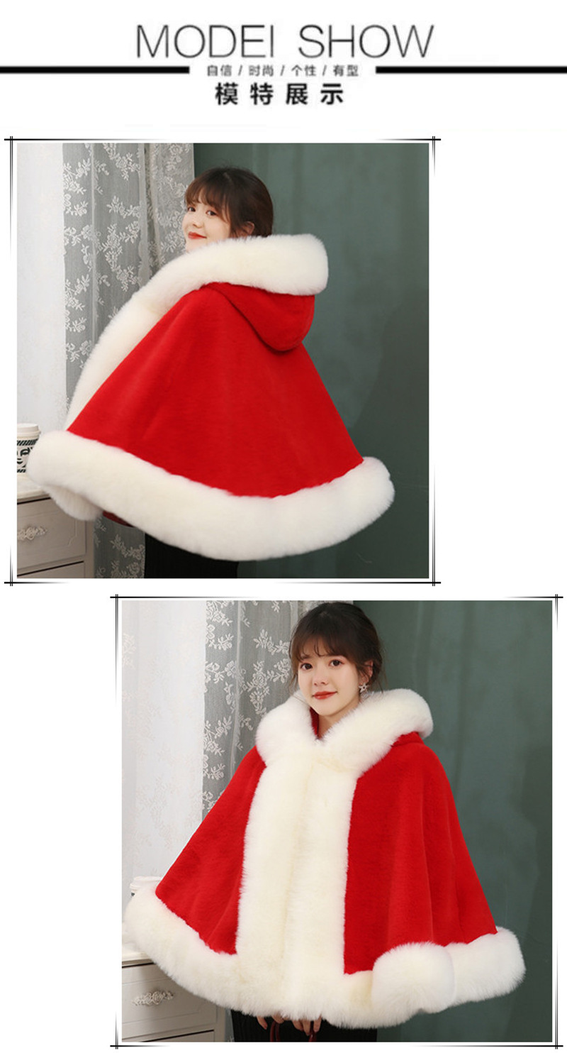 皮草披肩女秋冬季狐狸毛仿貂绒披风斗篷外套婚纱外搭结婚加厚保暖详情7