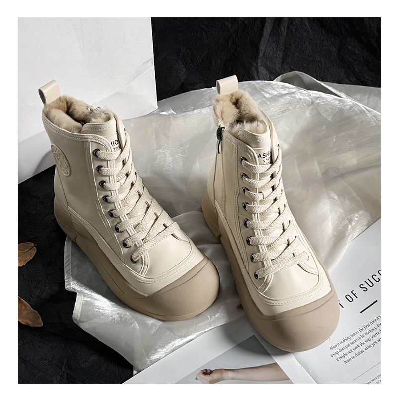 兔毛小白鞋女2024冬季新款高帮运动板鞋厚底女鞋复古百搭保暖女鞋详情25