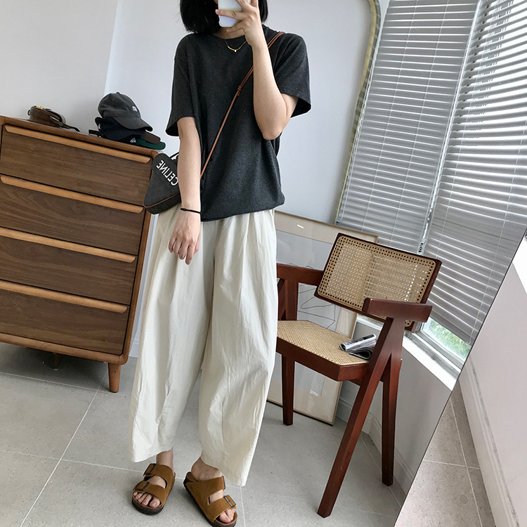 巨百搭轻薄透气酵洗棉小个子奶奶裤九分宽松显瘦休闲裤女夏季薄款详情37