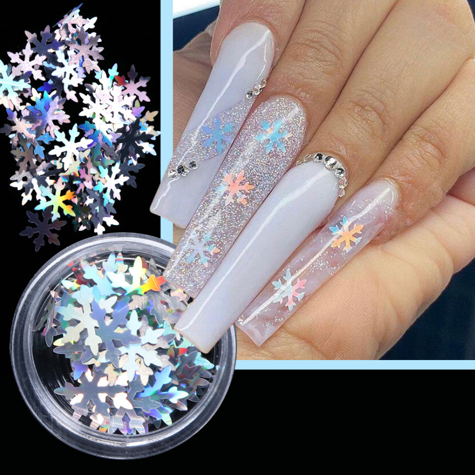 Cross-border source nail polish sequin bottle, Japanese autumn and winter 10mm Christmas snowflake sequin nail decoration nail pic 4