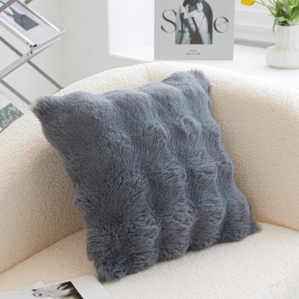 泡泡绒毛绒靠垫套居家沙发现代简约仿兔毛抱枕套卧室床头装饰抱枕详情18