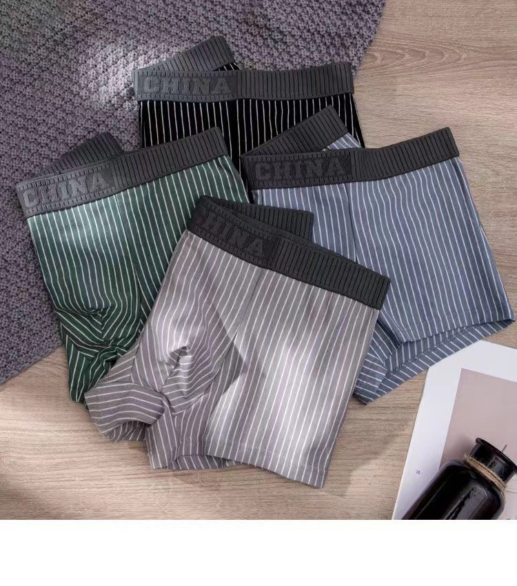 男士内裤男平角裤条纹纯棉档透气中腰短裤衩四角裤男生底裤衩详情4