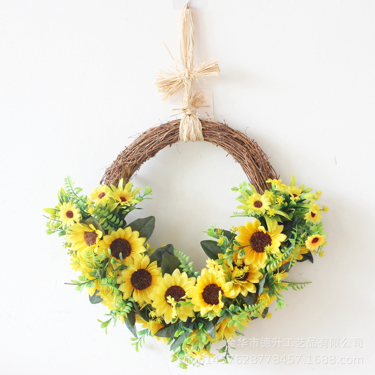Desheng Cross-border E-commerce Amazon Spring Sunflower, Bee Festival Wreath Home Decoration Factory Wholesale pic 4