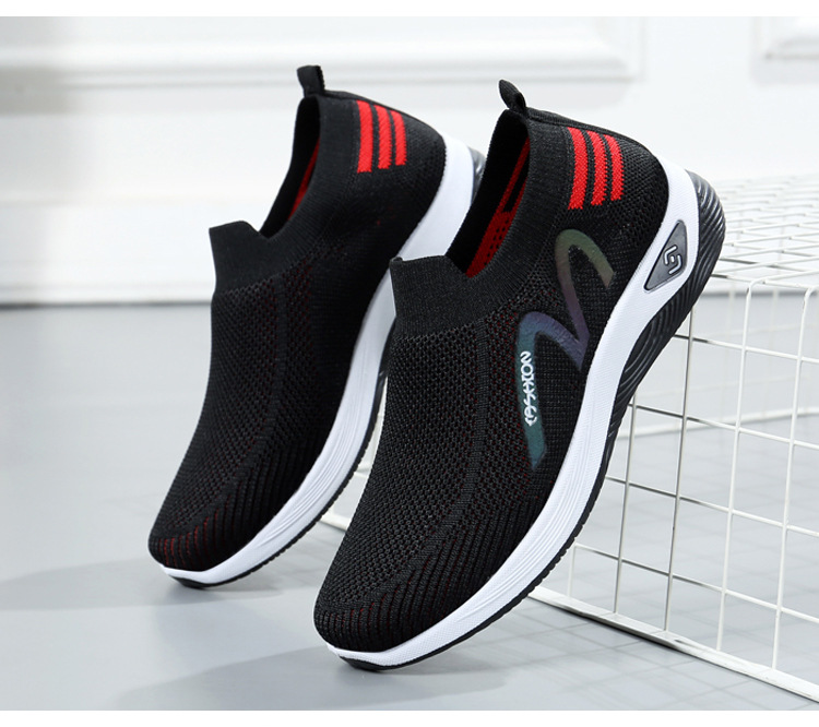 2023新款飞织一脚蹬袜子口休闲女鞋按摩底透气妈妈鞋健步运动鞋详情49