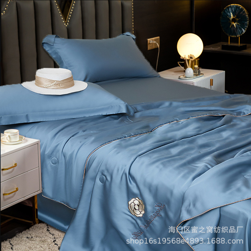 高端80支兰精天丝夏凉被床笠四件套裸睡可水洗冰丝空调被子薄夏被详情25