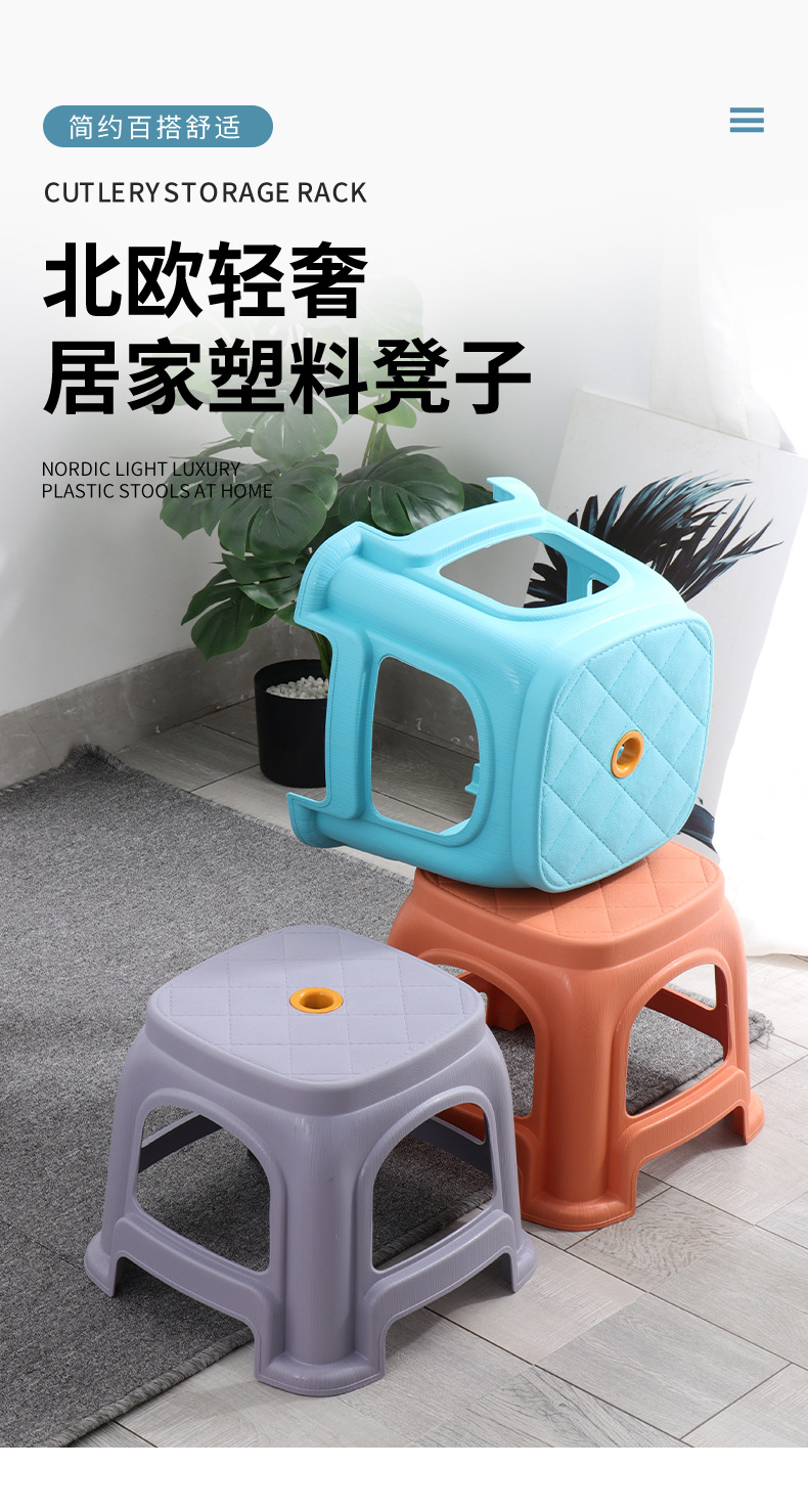塑料凳子家用加厚入户换鞋凳客厅幼儿园防滑儿童方凳叠放垫脚板凳详情1