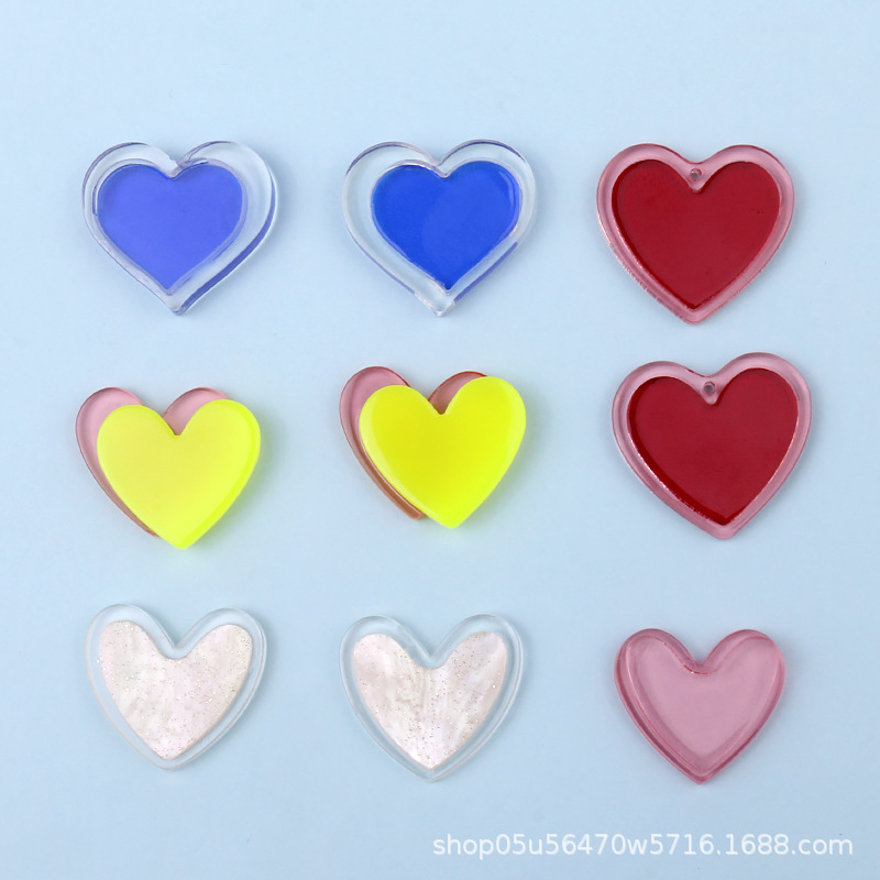 Wholesale of new acrylic color heart-shaped pieces diy handmade jewelry, earrings, necklaces and headwear materials pic 11