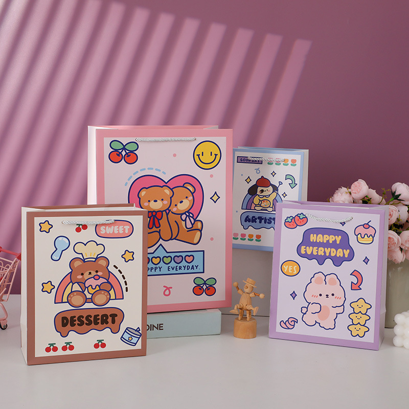 新款条纹格加厚白卡礼品袋伴手礼纸袋商场购物手提袋纸袋现货批发详情6