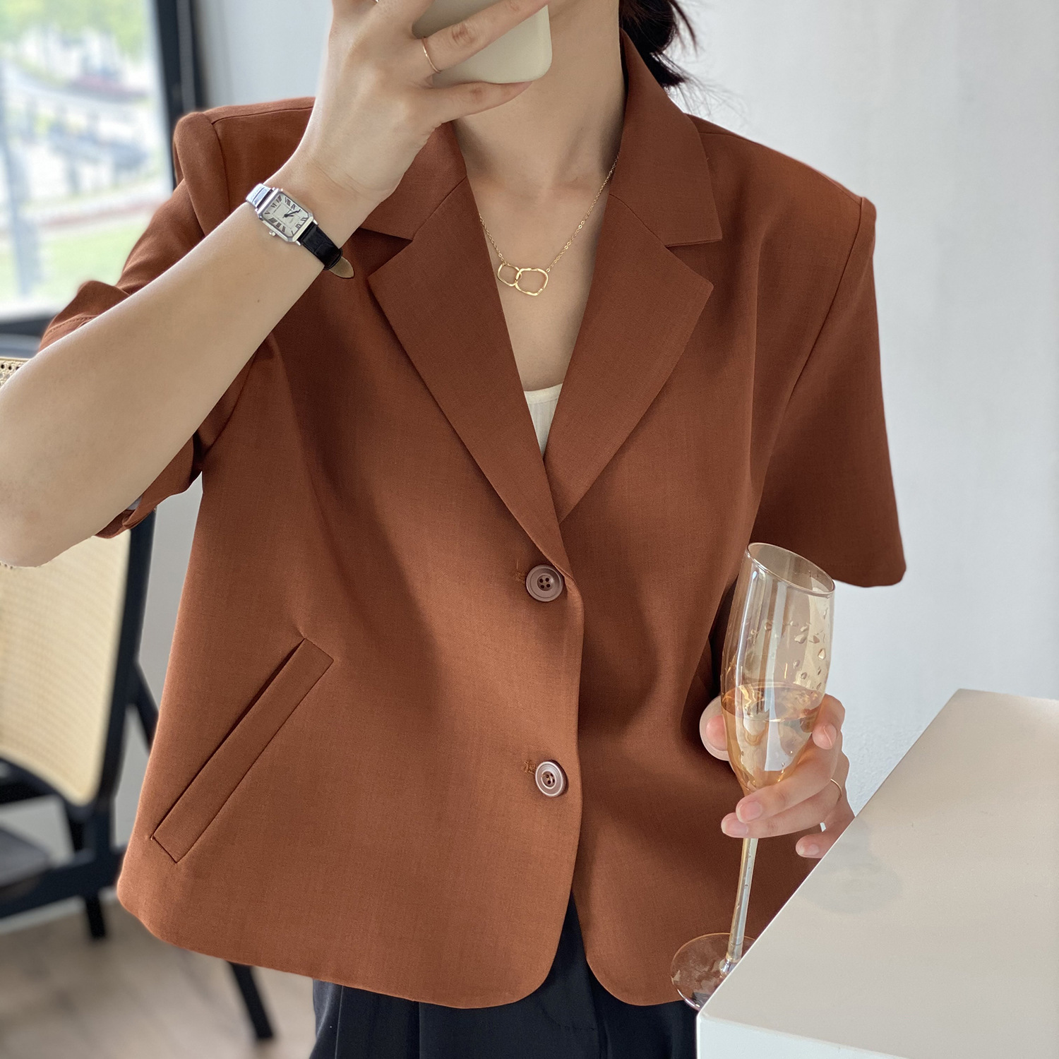 Yanshuang Solid Color short-sleeved blazer for women 2022 Summer New Korean Style loose and elegant short jacket 80158 pic 48