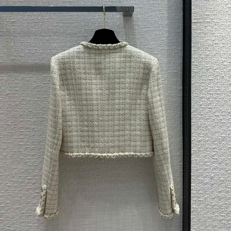 BW61257 Chanel-style coat, Korean-style fashionable socialite girl, gradient contrasting color woven coarse tweed short cardigan, autumn pic 21