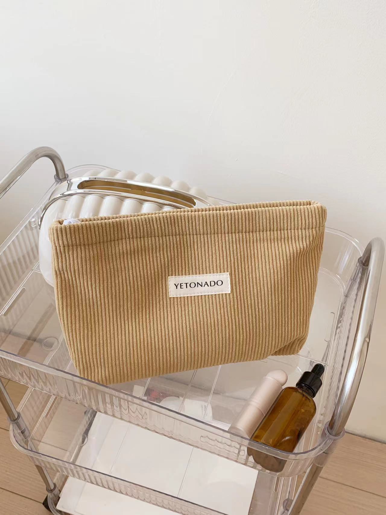 纯色灯芯绒布袋大容量化妆包手拿包收纳帆布袋收纳包便携洗漱包详情16