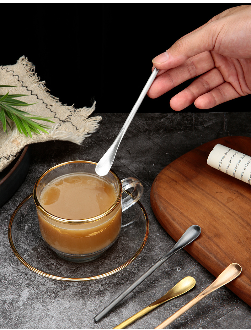 Japanese stainless steel stirring spoon 304, coffee small spoon, long handle, bee dessert ice spoon, stirring rod, cocktail bar pic 13
