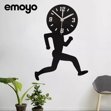 现代简约透明亚克力创意悬浮挂钟 客厅木质装饰时钟北欧静音壁钟详情13