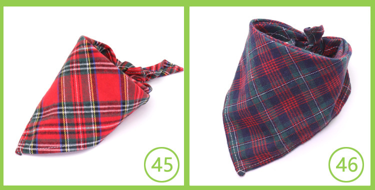 Pet scarf: Fashionable Scottish style checkered dog drool towel, thickened velvet cotton pet triangle towel pic 13