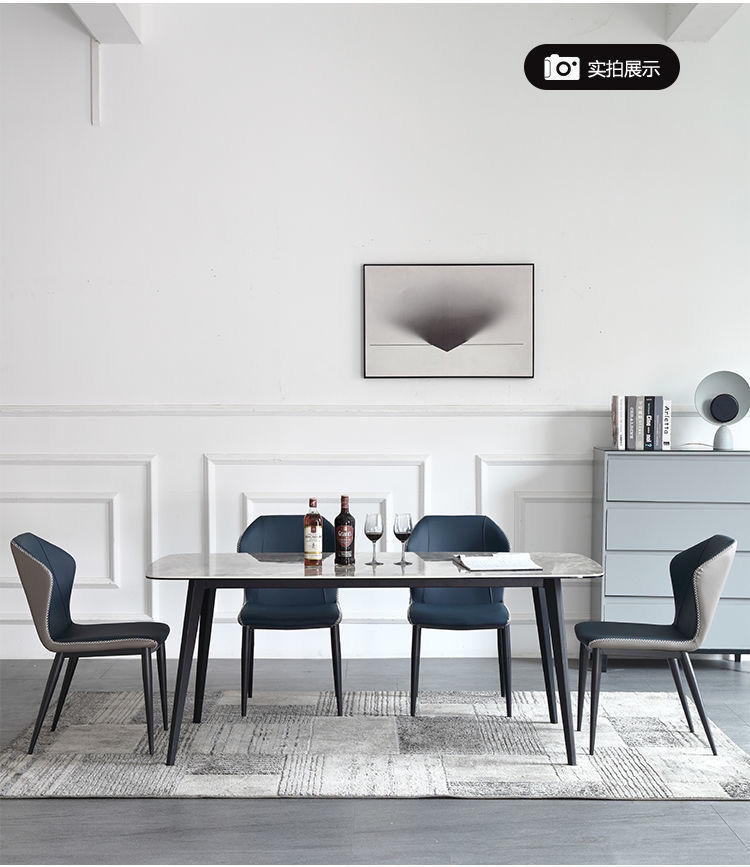 岩板餐桌长方形餐桌餐椅组合现代简约轻奢北欧家用饭桌详情14
