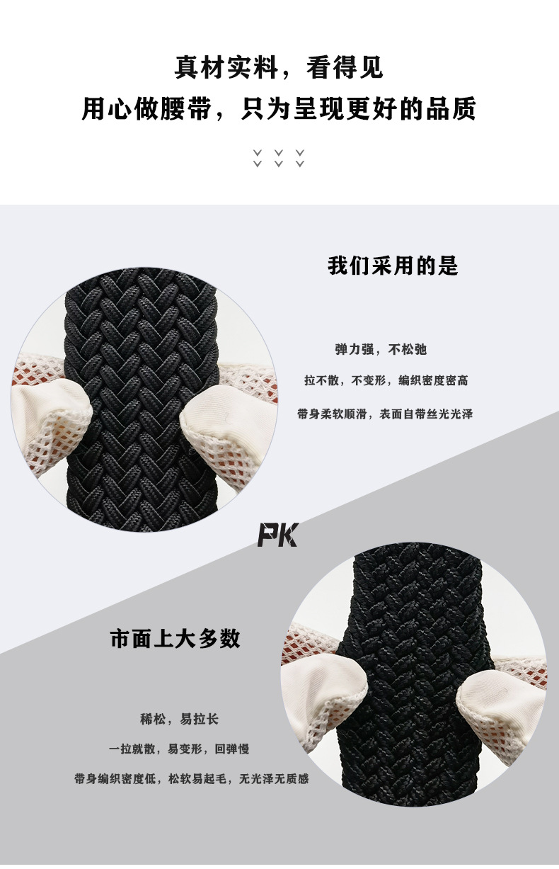 新款弹力编织腰带男士时尚休闲百搭针扣皮带透气帆布裤带现货批发详情9