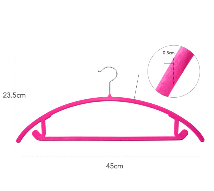 新款衣撑子批发服装店展示家用收纳防滑植绒衣架弓型天鹅绒衣服架详情7