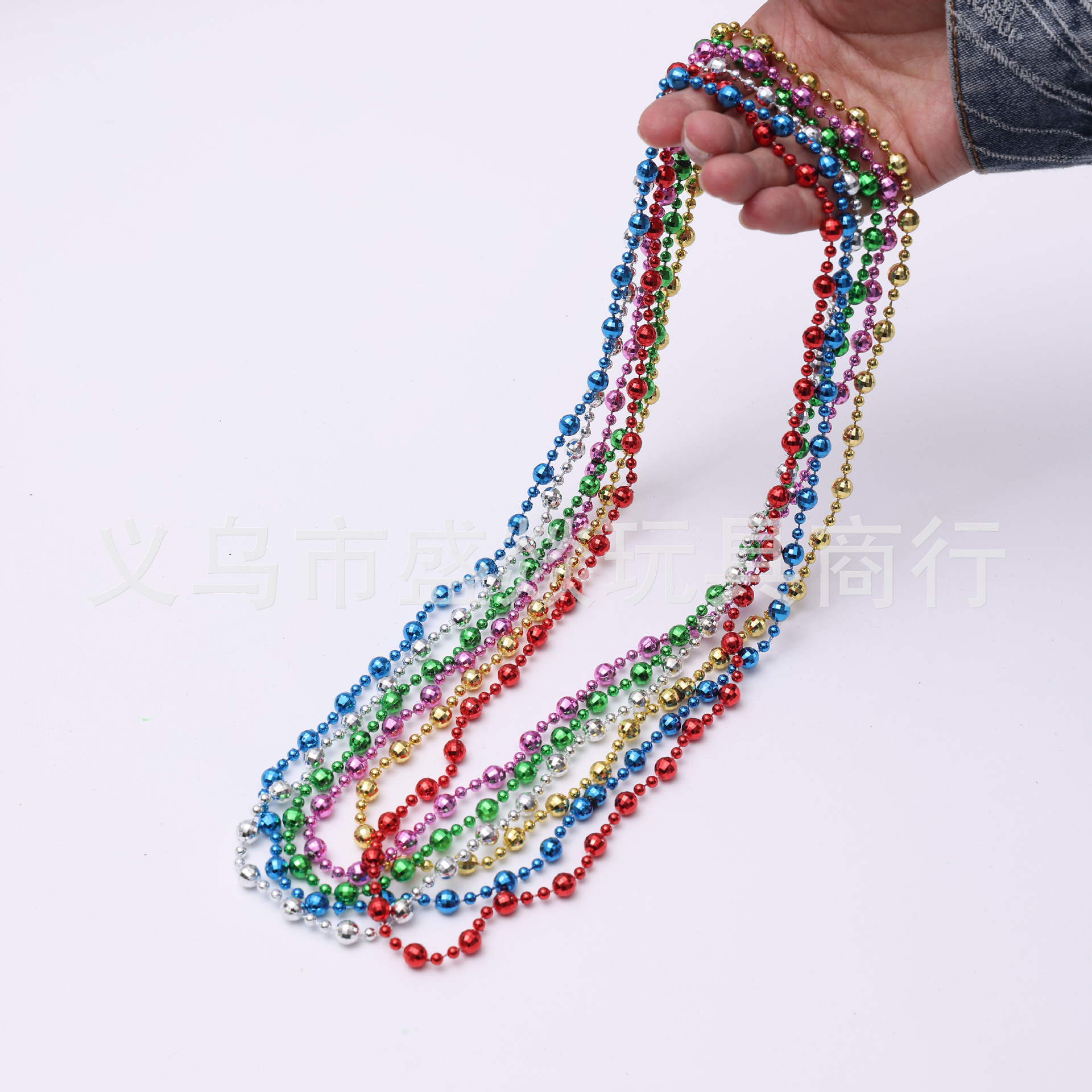 跨境8+4mm电镀地球珠链彩色项链独立日项链狂欢万圣节派对波珠链详情6