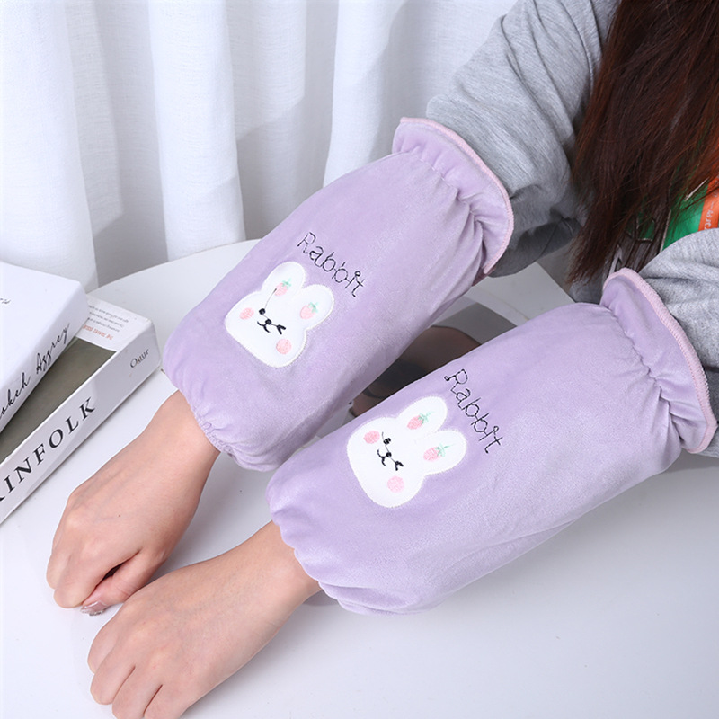 2023新款长款毛绒袖套女秋冬可爱成人套袖防脏护袖办公室袖头工作详情2