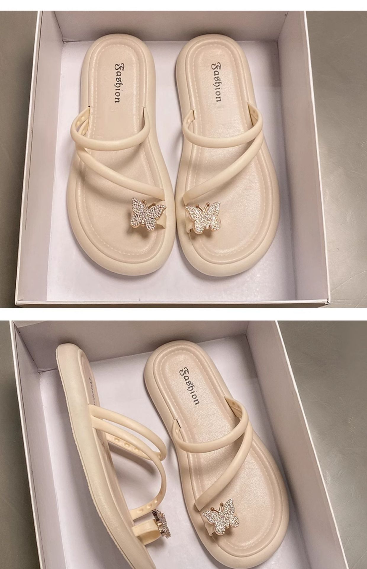 2024年新款时尚厚底凉鞋女夏季仙女风百搭软底防滑套趾沙滩罗马鞋详情29