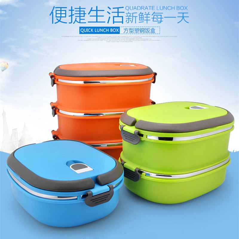 Stainless steel insulated lunch box, student sealed preservation box, lunch bucket, bento box, gift carrying lunch box, double-layer lunch box pic 12