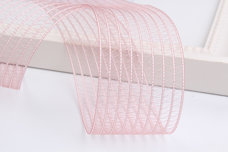 Dingxin Ribbon Wholesale: White line striped hollowed-out fish thread ribbons, DIY handcrafted bow ribbons, headwear, mesh ribbons pic 8