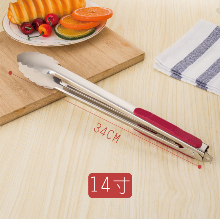 Non-magnetic stainless steel bread tongs, red-handled heat-resistant food tongs, multi-functional food tongs, gift carbon tongs, buffet tongs, barbecue tongs, bread tongs, food tongs, snack tongs, dessert tongs pic 9