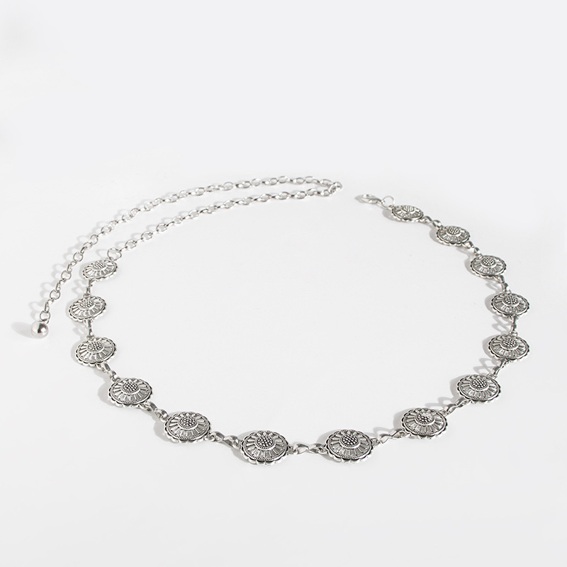 新款蝴蝶金属甜美女腰链跨境春季裙子百搭亚马逊小雏菊银色腰带详情7