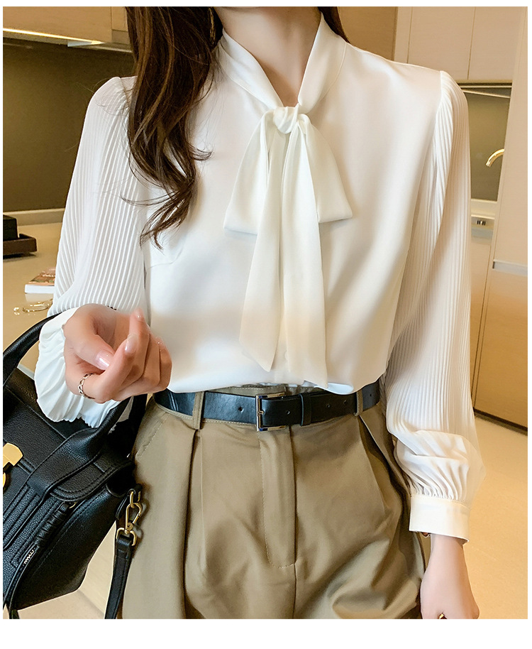 时尚气质欧货雪纺衬衫女装春秋装2023年新款春夏长袖上衣女士衬衣详情15