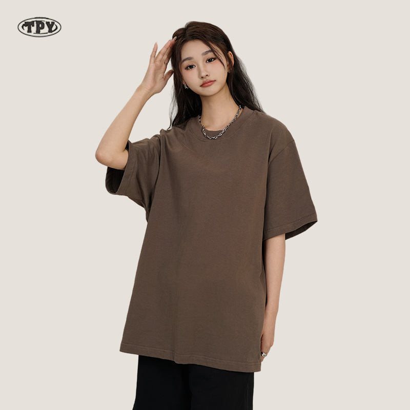 300克重磅厚款复古短袖t恤男潮牌宽松大码加肥加大男士半袖体恤潮详情8