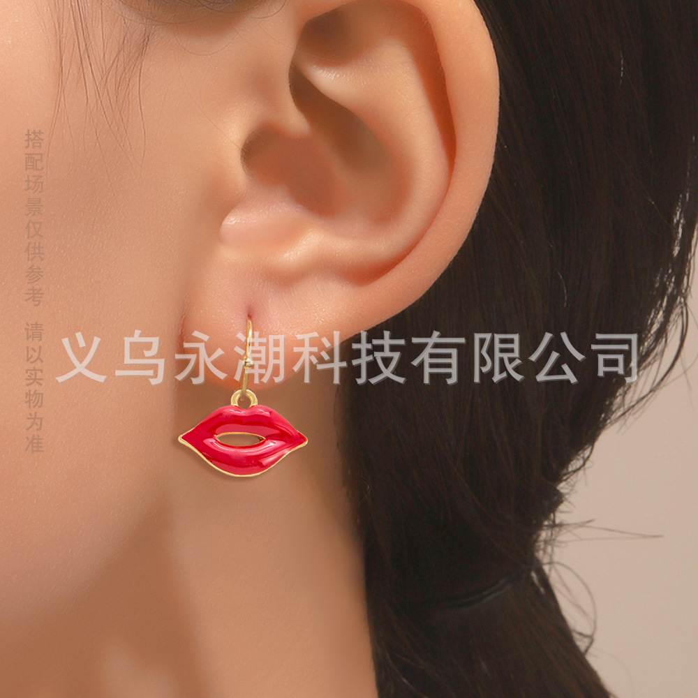 Yiwu Accessories Alloy DIY accessories Spring and Summer bestsellers Red lip earrings, earrings, necklaces, pendants, niche design styles pic 6