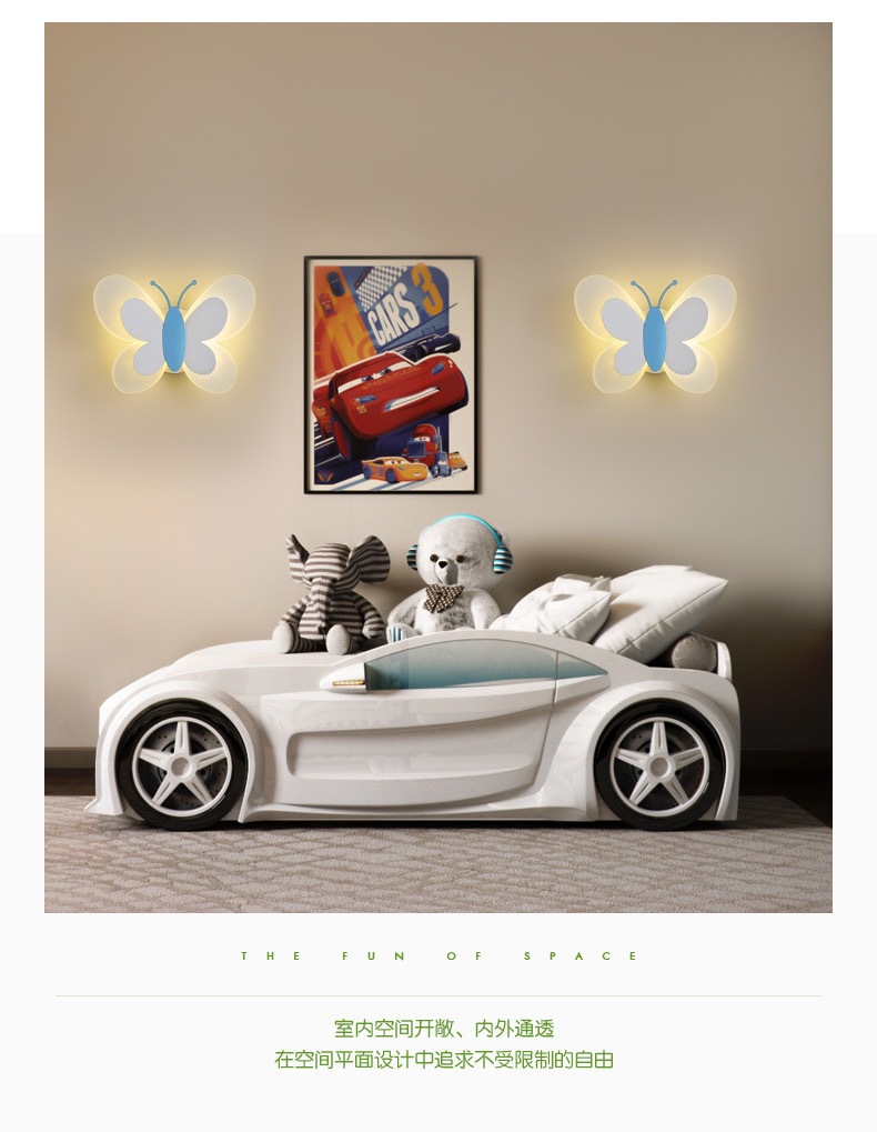 蝴蝶壁灯现代卧室床头灯客厅背景墙灯创意高级感艺术亚克力壁灯详情8