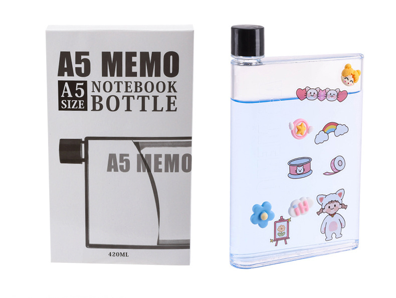 X49-A5个性创意扁平水杯韩系可爱学生户外便携塑料水杯DIY扁平水壶详情16