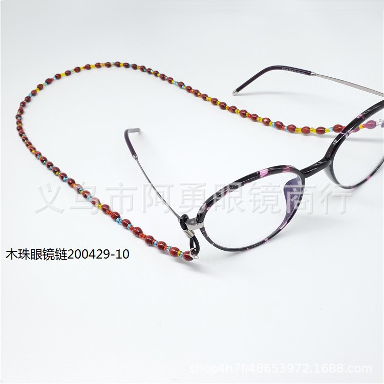 Self-produced and self-sold wooden bead eyewear chain accessories, electroplated, non-fading, anti-slip, neck hanging, not easy to fade, environmentally friendly, made of solid wood pic 5