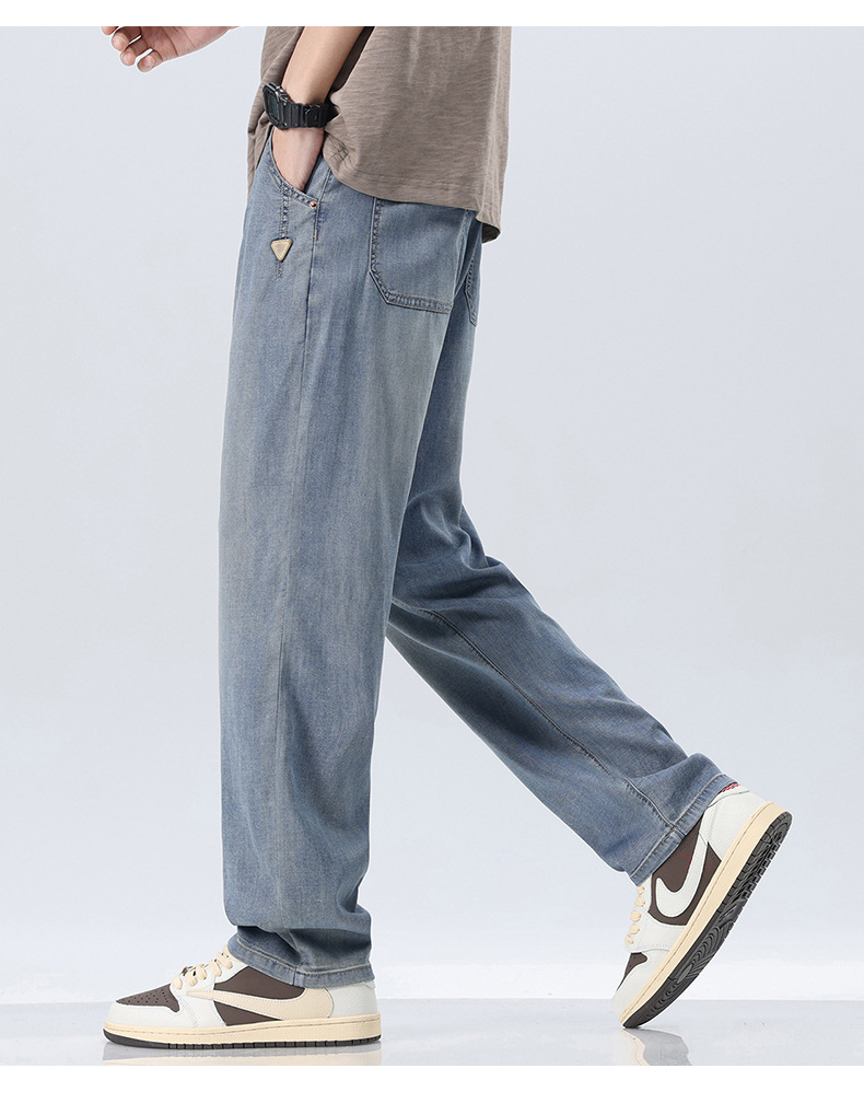 2024夏季时尚牛仔裤男新款修身休闲高弹宽松青少年学生薄款直筒裤详情13