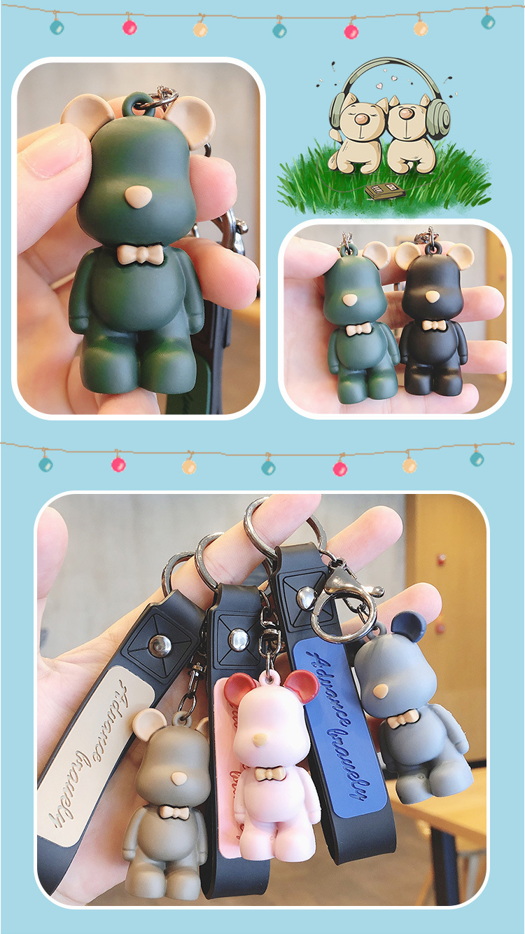 网红情侣暴力熊钥匙扣挂件女款创意爆款简约可爱学生书包车钥匙链详情1