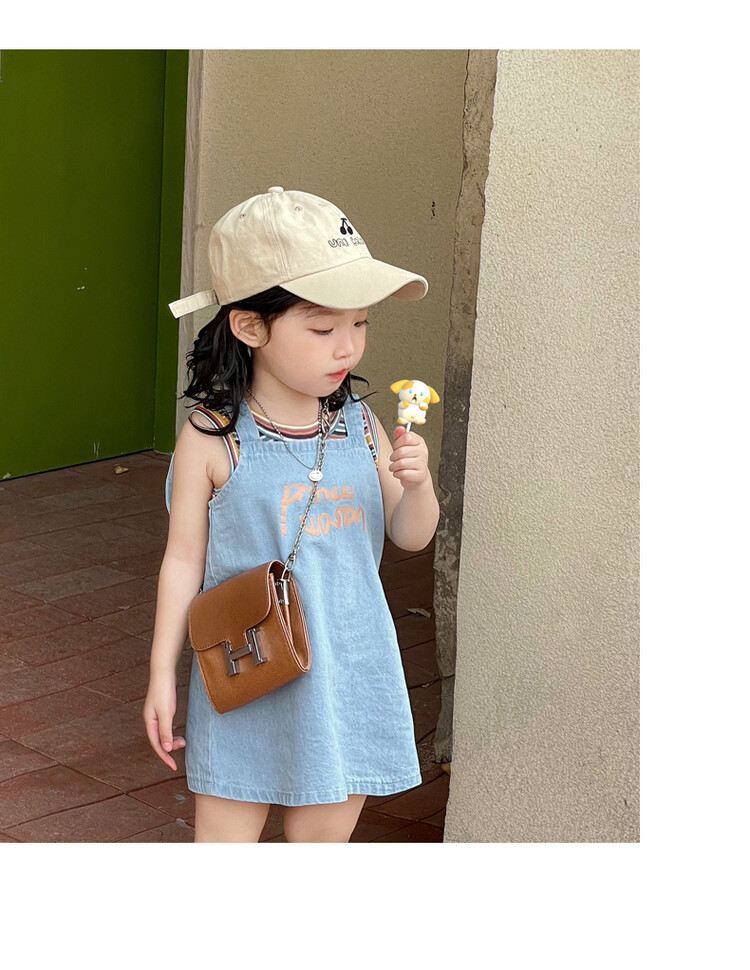女童夏季新款背带牛仔连衣裙后背大蝴蝶结中小儿童女孩吊带裙详情3