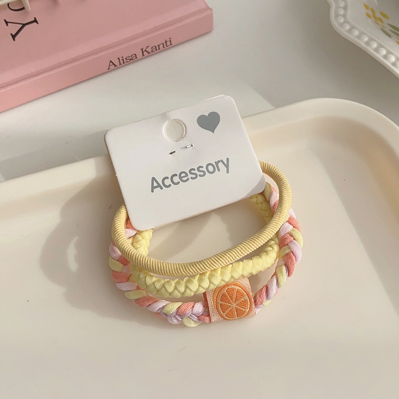 New three-piece hair tie set, two-color thickened basic hair band, high-elasticity hair tie, hair band and hair accessory for women pic 6