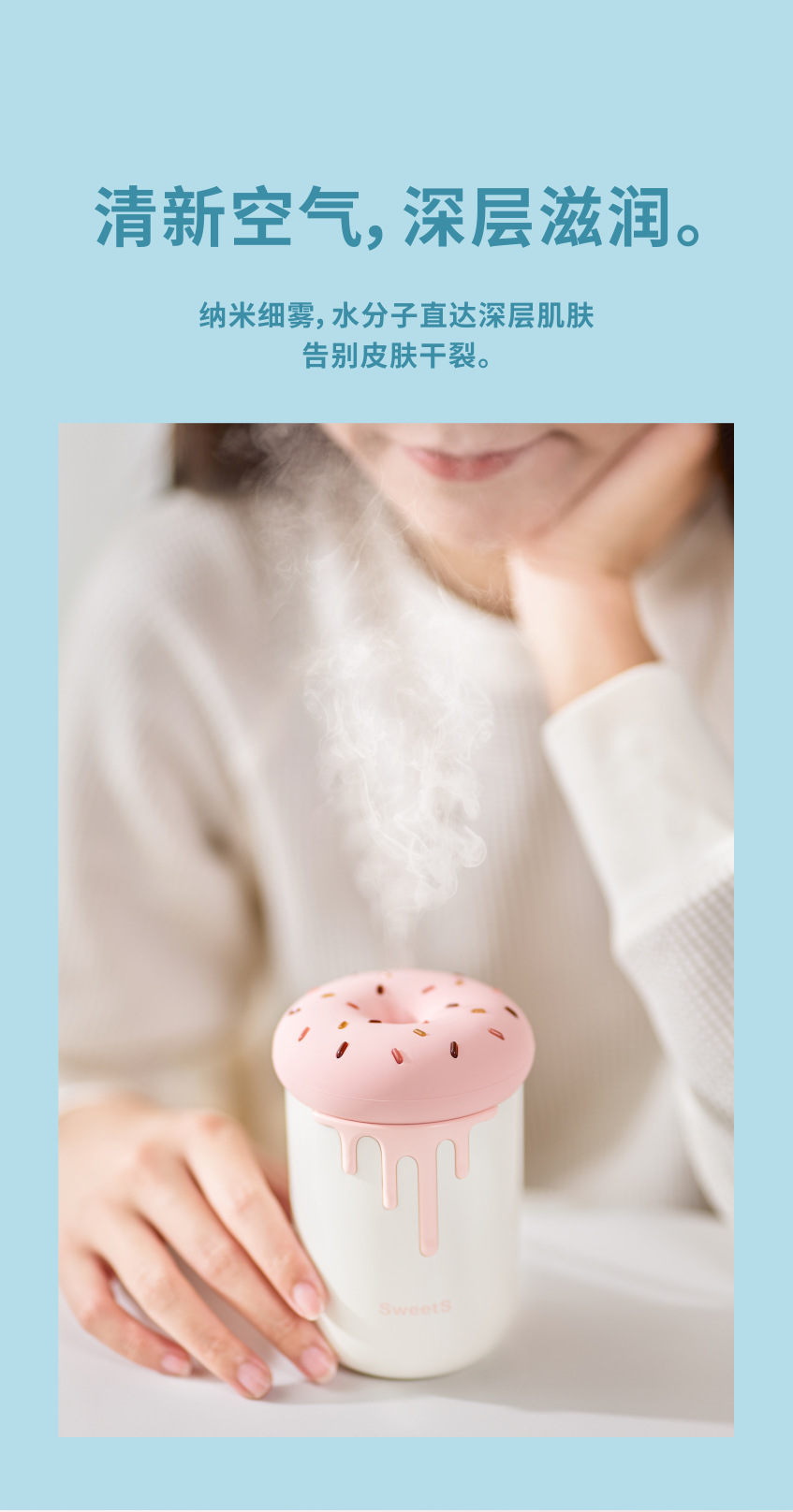 Cross-border Creative 369 Sweetheart Humidifier, Creative Mushroom Ice Cream Cup, Cartoon Mini with Ambient Color Lights for Hydration pic 10